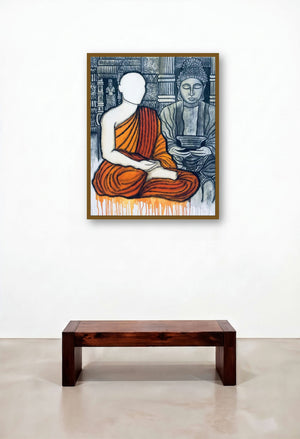Sarnath (Urban Reverie) by artist Mrinal Dutt displayed in a Contemporary Penthouse