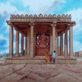 Sasivekalu Ganesha Temple Hampi' religious watercolor painting by artist Rahul Salve, 10x14 inch, on paper