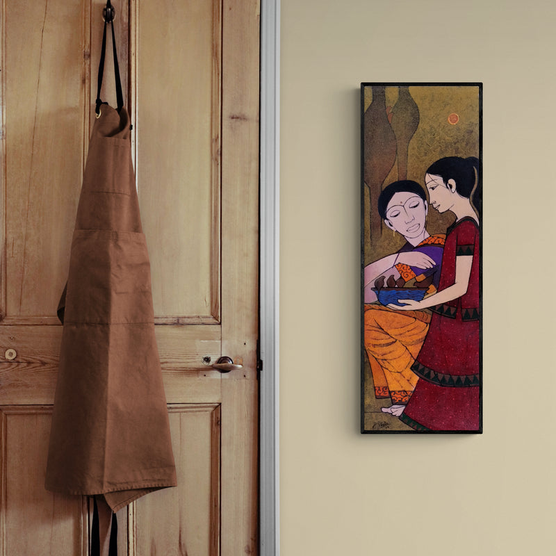 In-situ view of Rahul Mhetre's 'Satisfaction (A Bond of Connection)' painting in a room