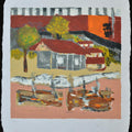 Cityscape serigraphs painting titled 'Satyagrah Ashram', 34x28 inches, by artist Haku Shah on Paper