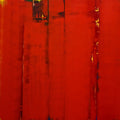 Scarlet Sutra' abstract acrylic painting by artist Hemant Dhane, 48x72 inch, on canvas