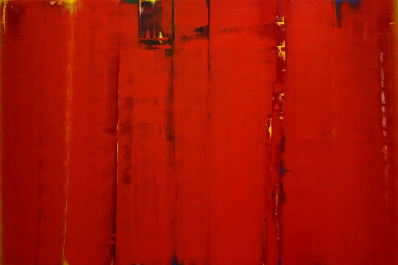 Scarlet Sutra' abstract acrylic painting by artist Hemant Dhane, 48x72 inch, on canvas