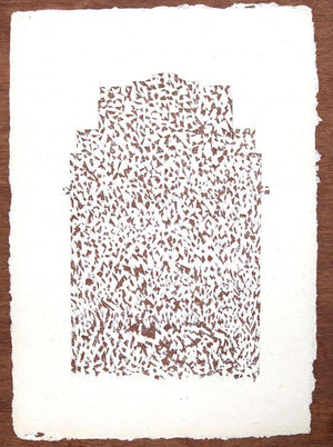 Scratch On 21 (Ruined Structure) by Biplab Sarkar, Original Mixed Media Abstract Painting on Wood, Small Vertical Wall Art