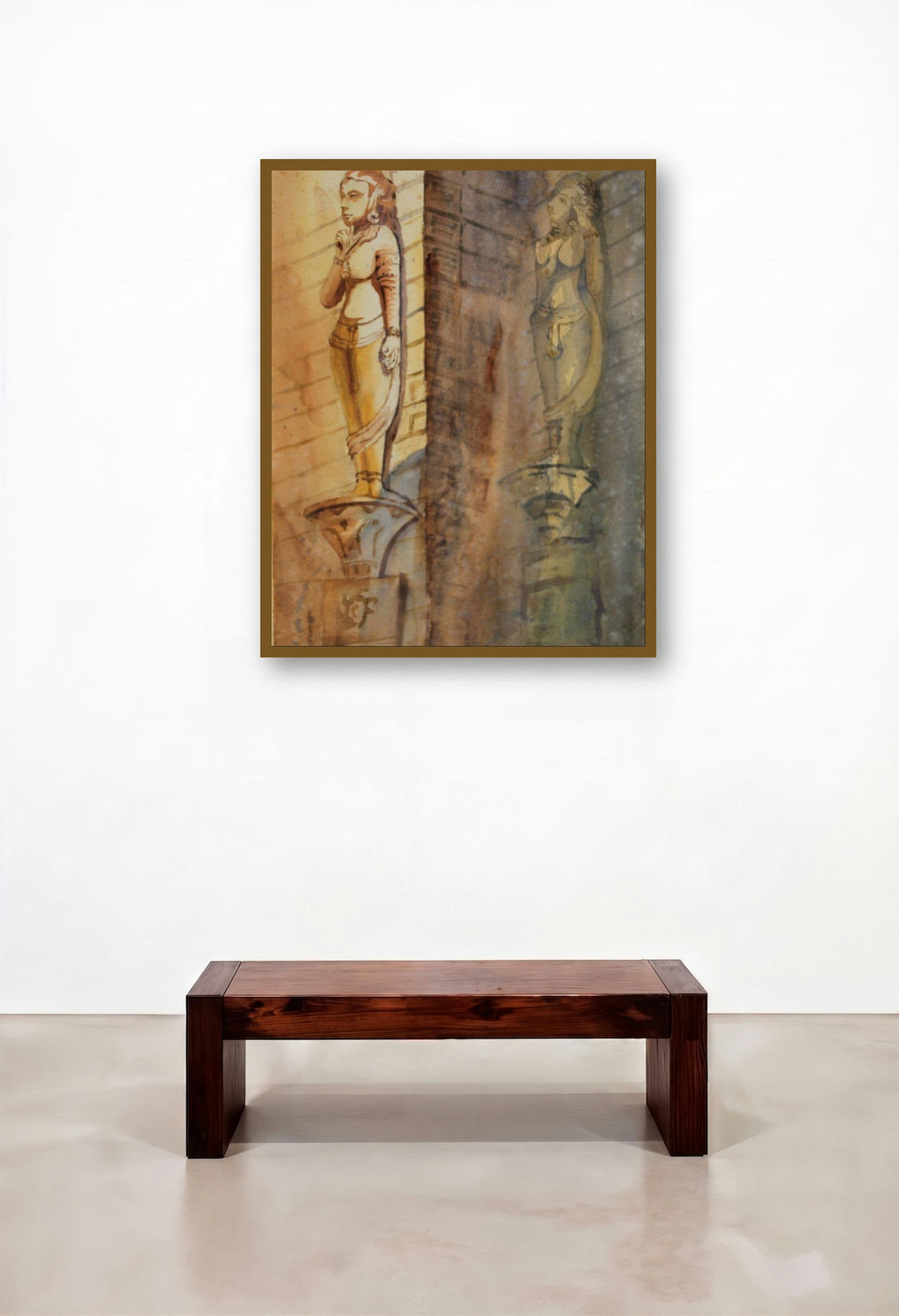 Sculptures At Hathisingh (Apsara Figures) by artist Krupa Shah displayed in a Minimalist Dining Room