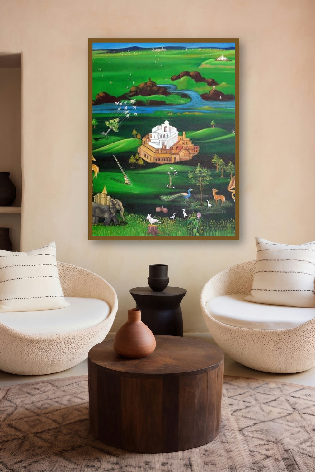 Sea Of Proverbs (A Dreamlike Landscape**) by artist Sunil Lohar displayed in a Contemporary Exhibition gallery