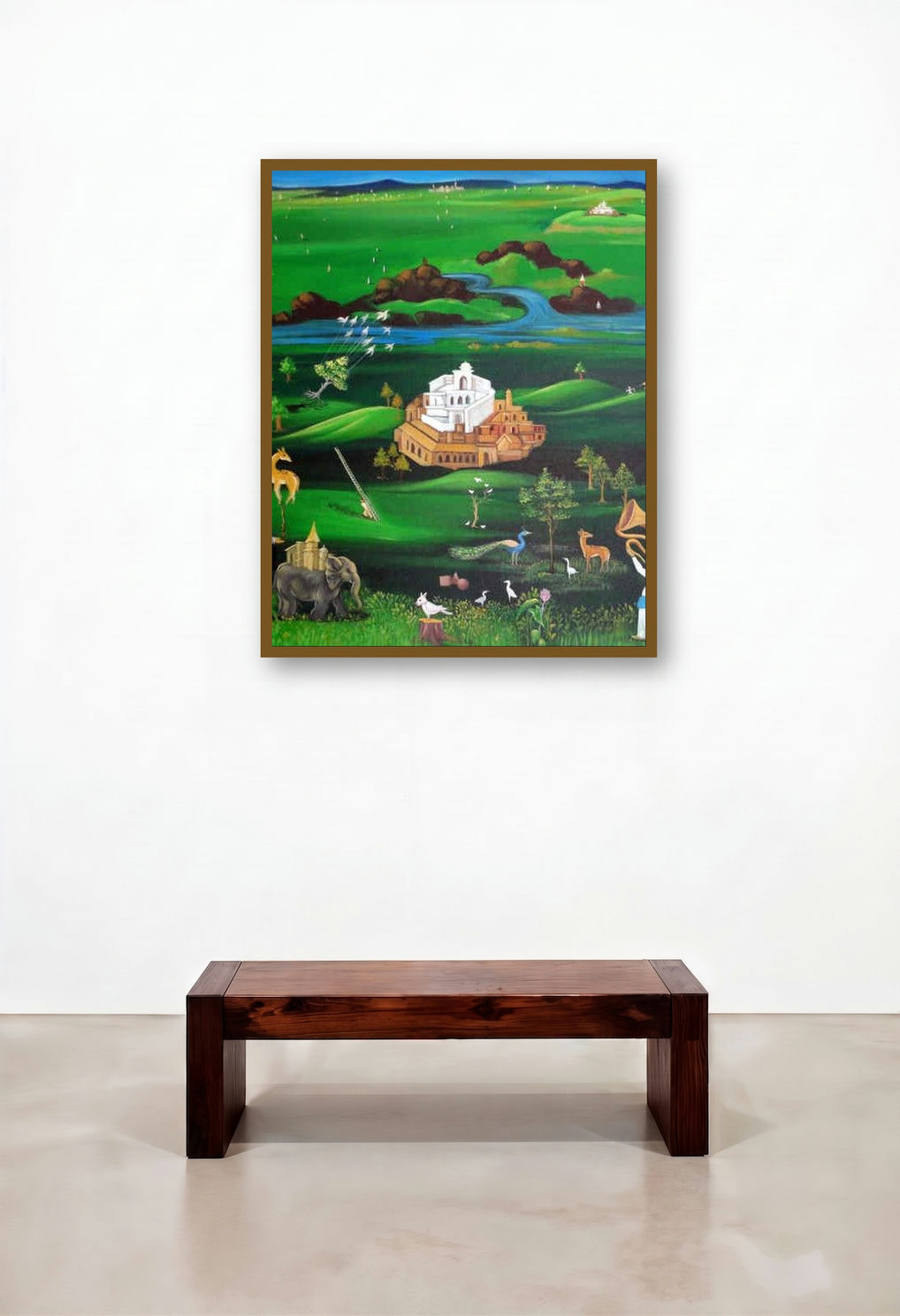 Sea Of Proverbs (A Dreamlike Landscape**) by artist Sunil Lohar displayed in a Luxury Bedroom