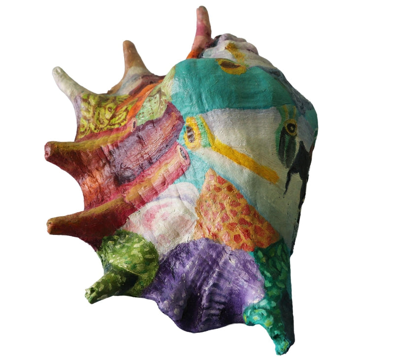 Sea Shell 1' contemporary Oil On Sea Shell sculpture by artist Rejeesh Sarovar, 7x11 inch, on oil on sea shell