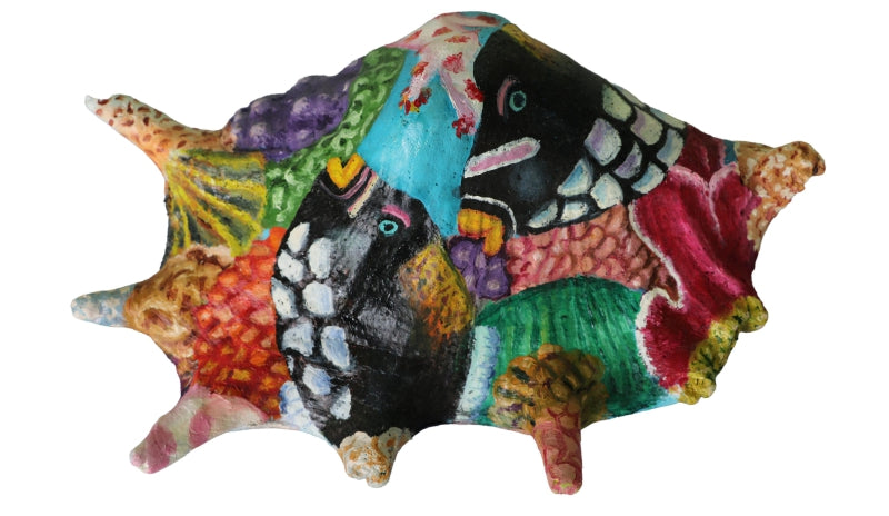 Sea Shell 2' contemporary Oil On Sea Shell sculpture by artist Rejeesh Sarovar, 7x11 inch, on oil on sea shell