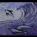 Animals printmaking titled 'Sea Waves', 4x5 inches, by artist Arvind Sharma on Paper