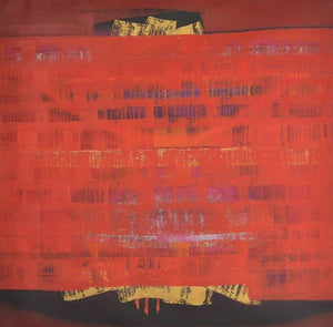 Search Of Eternity 13 (Terracotta Tapestry) by Raghu Neware, Original Oil Abstract Painting on Canvas, Large Square Wall Art