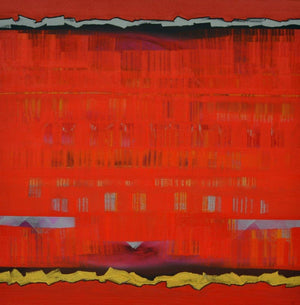 Abstract oil painting titled 'Search Of Eternity 14', 58x58 inches, by artist Raghu Neware on Canvas