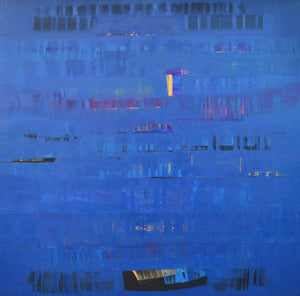 Abstract oil painting titled 'Search Of Eternity 26', 70x70 inches, by artist Raghu Neware on Canvas