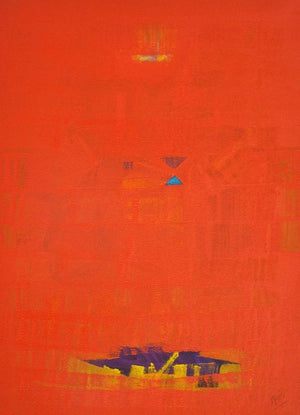 Search Of Eternity 58 (Crimson Dreamscape) by Raghu Neware, Original Oil Abstract Painting on Canvas, Medium Vertical Wall Art