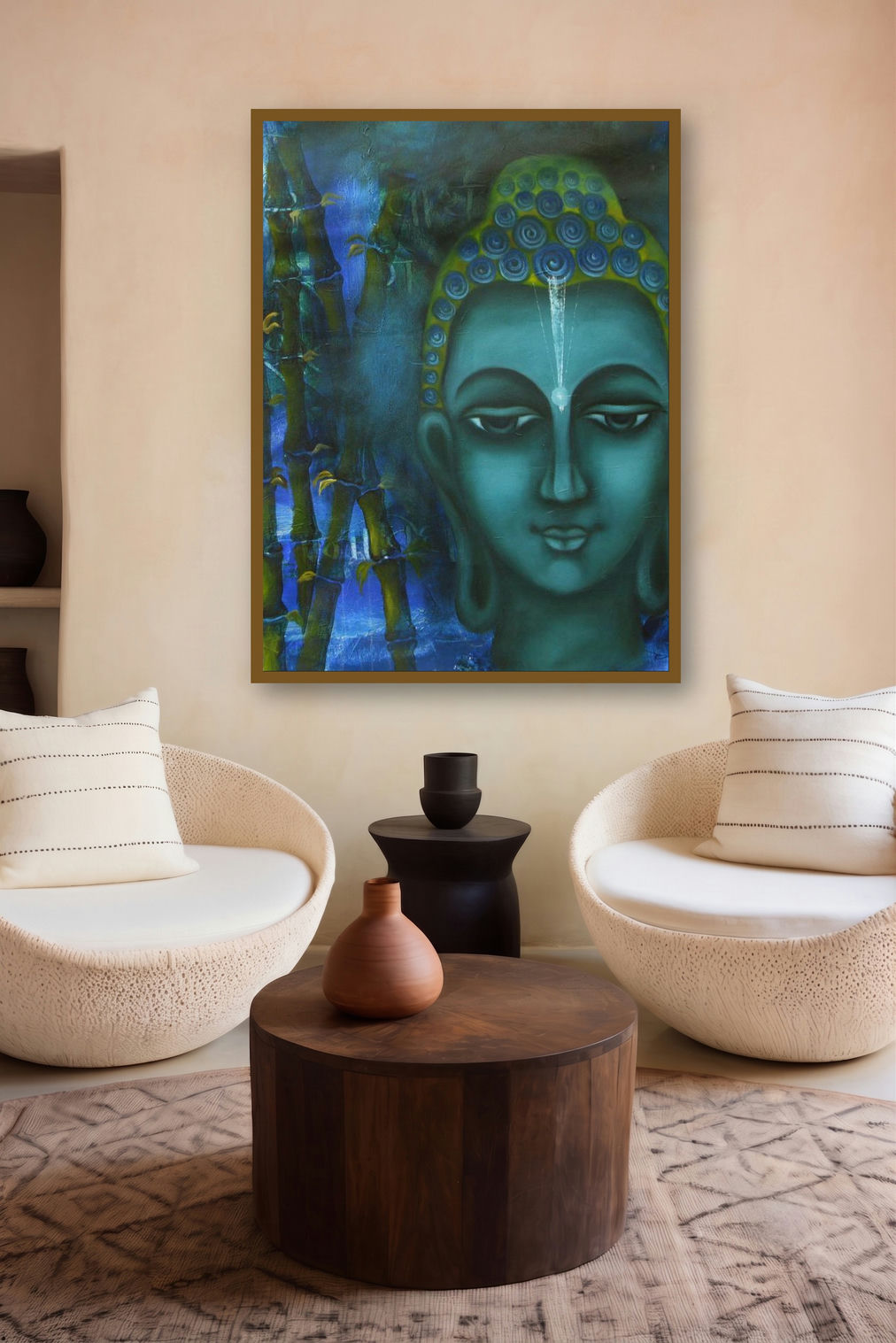 Searching Of Life Iv (Forest Illumination) by artist Vijaya Ved displayed in a Modern gallery