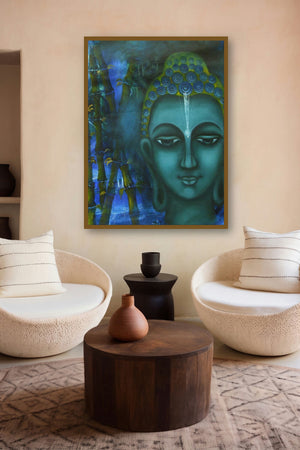 Searching Of Life Iv (Forest Illumination) by artist Vijaya Ved displayed in a Modern gallery