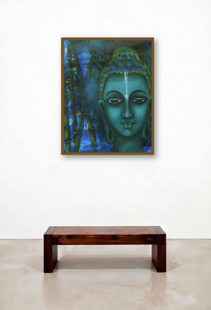 Searching Of Life Iv (Forest Illumination) by artist Vijaya Ved displayed in a Transitional Home Office