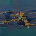 Seascape' abstract acrylic painting by artist Sharad Tarde, 34x25 inch, on board