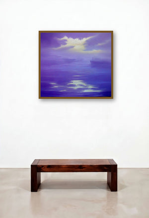 Seascape I (Violet Horizon: A Seascape in Dreams) by artist Narayan Shelke displayed in a Coastal Home Office