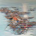 Seascape Series 1' seascape oil painting by artist Madhuri Bhaduri, 36x36 inch, on canvas