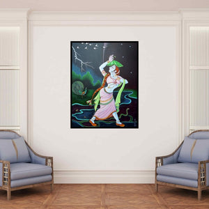 In-situ view of Anand Sonar's 'Season 1 (The Storm Dancer)' painting in a room