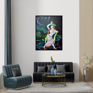 Preview of 'Season 1 (The Storm Dancer)' Painting by Anand Sonar shown on a wall in a furnished room.