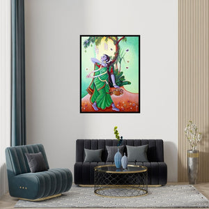 Preview of 'Season 2 (A Moment of Grace)' Painting by Anand Sonar shown on a wall in a furnished room.