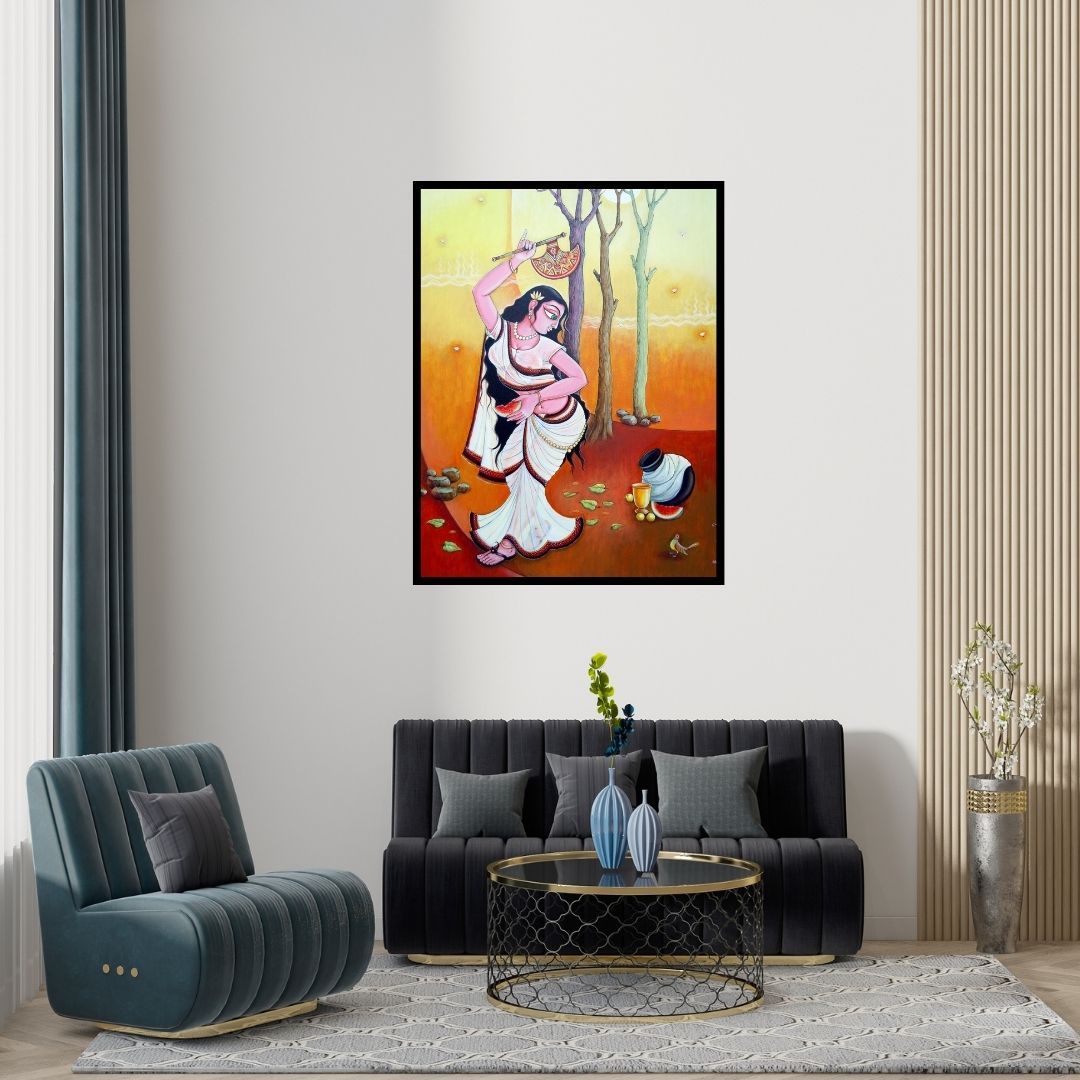 Preview of 'Season 4 (Concrete Jungle)' Painting by Anand Sonar shown on a wall in a furnished room.