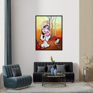 Preview of 'Season 4 (Concrete Jungle)' Painting by Anand Sonar shown on a wall in a furnished room.