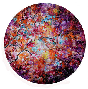 Nature oil painting titled 'Seasons 1', 22x22 inches, by artist Bahadur Singh on Canvas