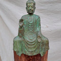 Seating Buddha' religious Brass, Metal sculpture by artist Rohan Sonavane, 28x12 inch, on brass, metal