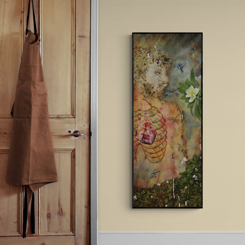 In-situ view of Rama Reddy's 'Self And Nature 1' painting in a room