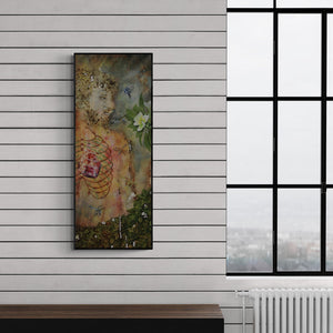 Preview of 'Self And Nature 1' Painting by Rama Reddy shown on a wall in a furnished room.