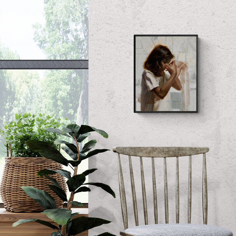 Abhijeet Patole's 'Self Conversation 4' Painting visualized above a sofa in a contemporary room