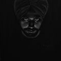 Portrait charcoal drawing titled 'Self Portrait', 15x11 inches, by artist Kulwinder Singh on Paper