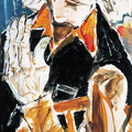 Portrait serigraphs painting titled 'Self Portrait', 40x15 inch, by artist Paritosh Sen on Paper
