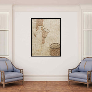 In-situ view of Intaz Ansari's 'Seller Woman (The Woven Self)' painting in a room