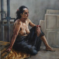 Nude watercolor painting titled 'Semi Nude', 30x24 inches, by artist Swapnil Pate on Paper