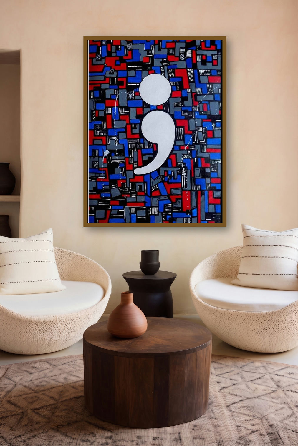 Semicolan (Pause and Continue) by artist Paresh More displayed in a Modern gallery