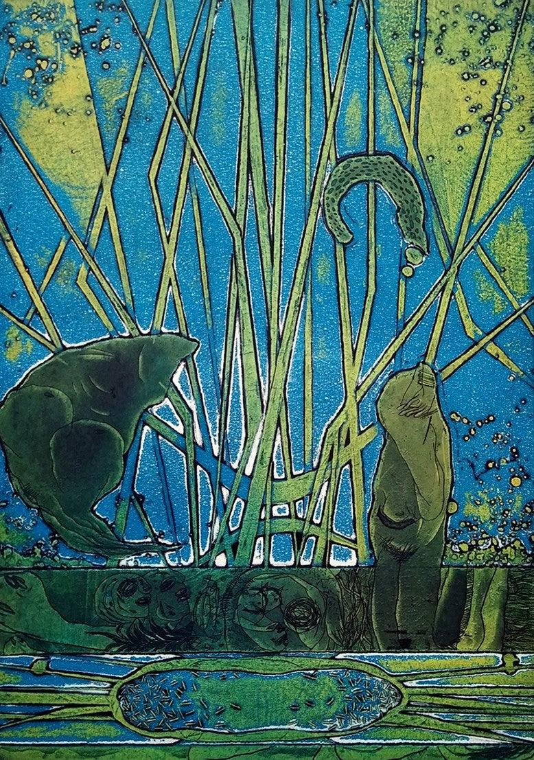 contemporary printmaking titled 'Sense Of Life', 19x13 inches, by artist Papil Manna on Paper