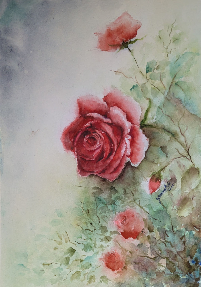 Serene Is All I Am' nature watercolor painting by artist Yamuna Bala, 12x9 inch, on paper