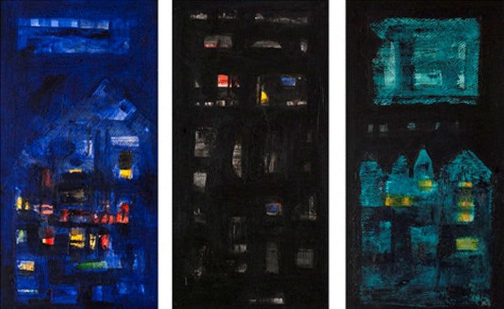 Serenity In Darkness (Triptych) painting by artist Arvind Hate