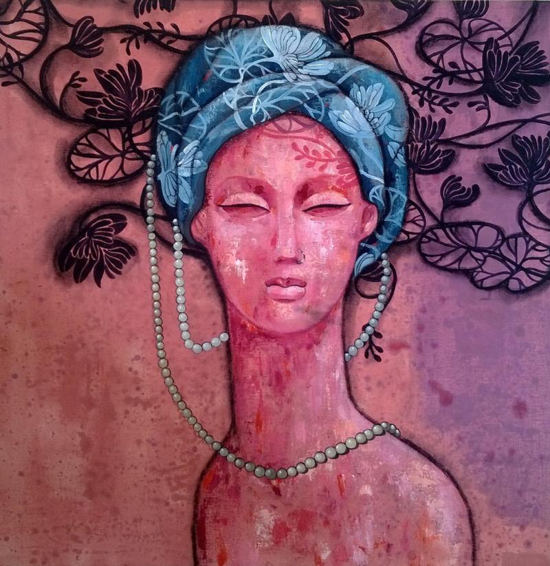 Expressionist acrylic painting titled 'Serenity Of My Mind', 24x24 inches, by artist Suruchi Jamkar on Canvas