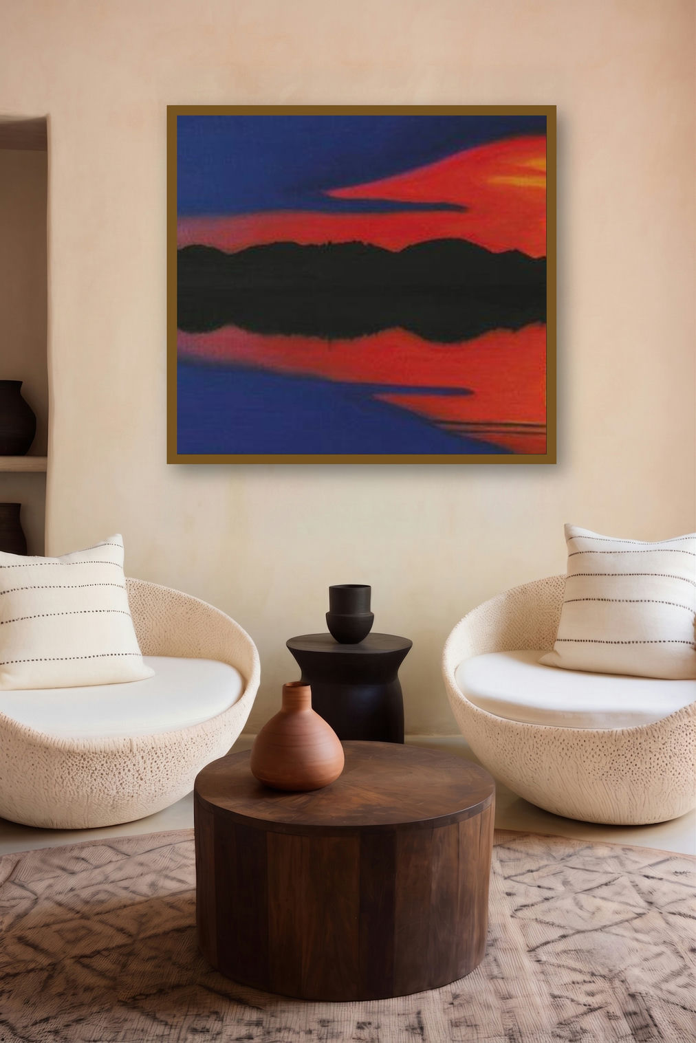 Setting Sunset (Twilight Reverie) by artist SIMON MASON displayed in a Curated gallery