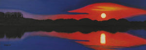 Setting Sunset (Twilight Reverie) by SIMON MASON, Print Oil Landscape Painting on Canvas, X-Small Horizontal Wall Art
