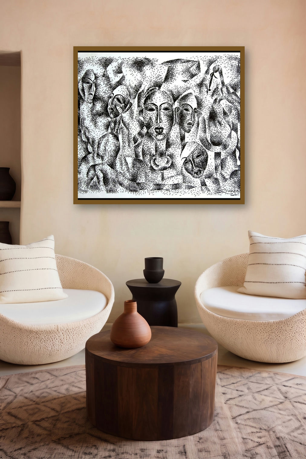 Several Face With Girl (Guardians of the Forest) by artist Srv Artist displayed in a Curated gallery