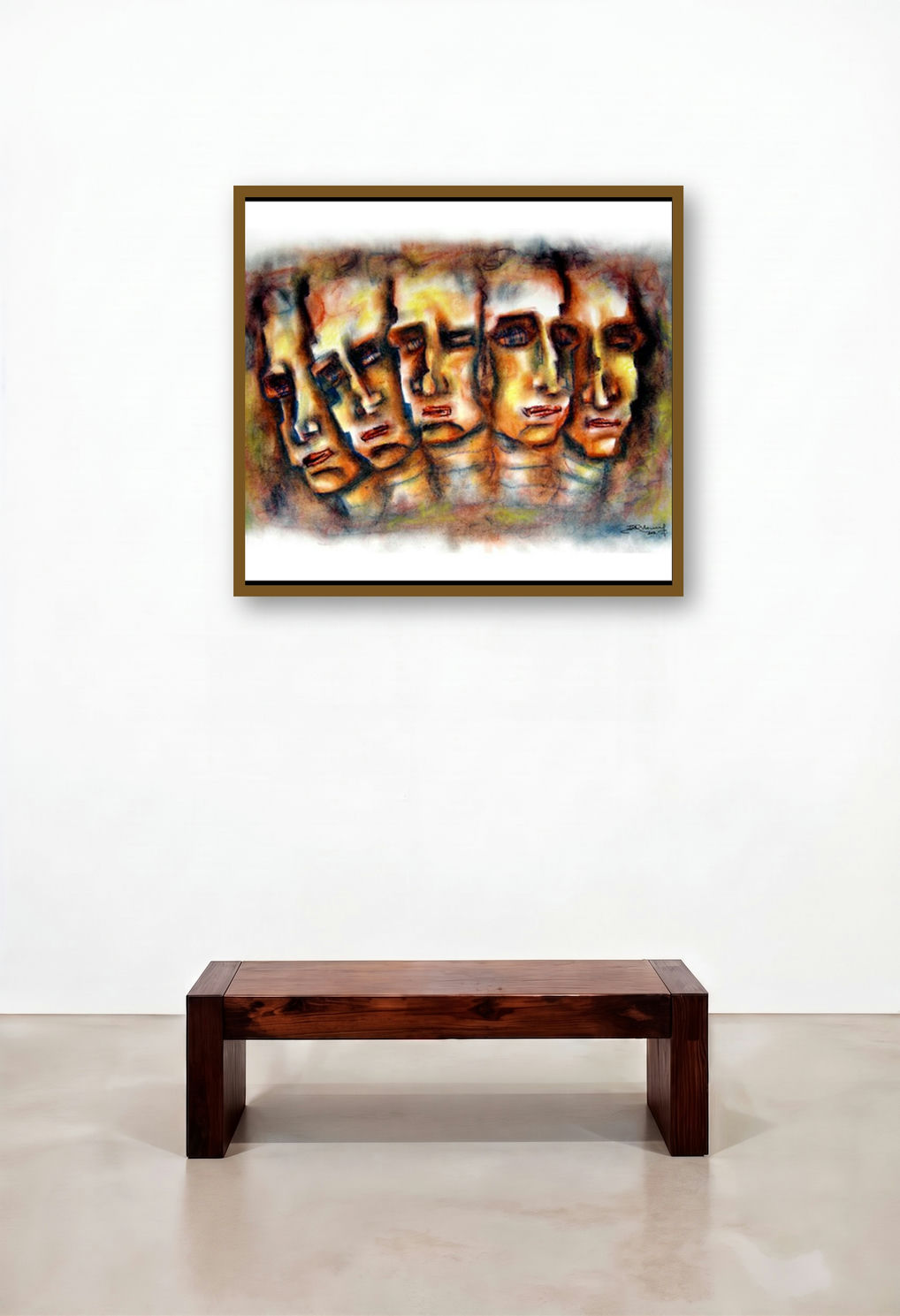 Several Face With Man (Quintet of Reflections) by artist Srv Artist displayed in a Eclectic Lounge