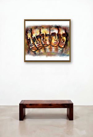 Several Face With Man (Quintet of Reflections) by artist Srv Artist displayed in a Eclectic Lounge