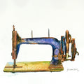 Sewing Machine 2' still-life watercolor painting by artist Shankar Lohar, 24x24 inch, on paper