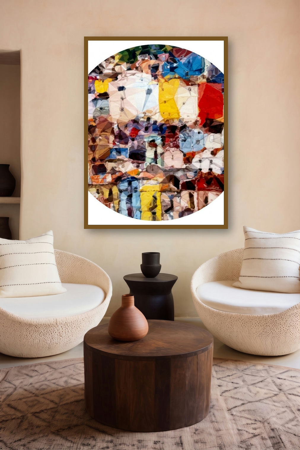 Shadow City 15 (Urban Tapestry) by artist Ganesh Pokharkar displayed in a Curated gallery