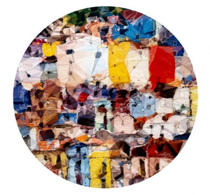Shadow City 15 (Urban Tapestry) by Ganesh Pokharkar, Original Oil Abstract Painting on Canvas, X-Large Circular Wall Art
